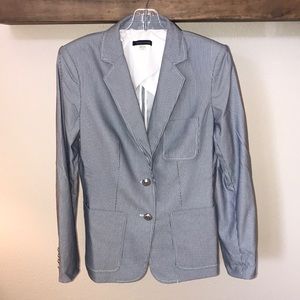 White and Navy Striped Blazer